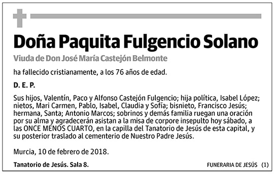 Paquita Fulgencio Solano